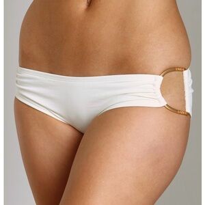 L*Space White Diva D-Ring Bikini Bottom with Gold Accents